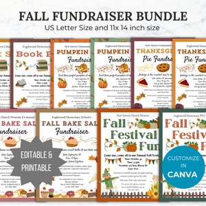 Flyer herfstinzamelingsactie bewerkbare sjabloon bundel bake sale afdrukbare schoolinzamelingsactie herfstfestival hand-out pto-sjabloon pta boekenbeursflyer
