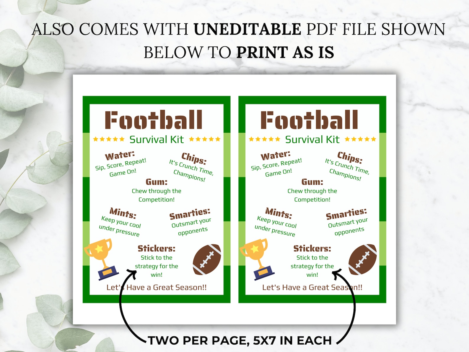 Football Survival Kit Editable Template Football Team Gift - Etsy