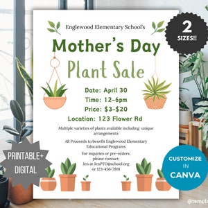 Mothers Day Flower Fundraiser Template Mothers Day Flyer Digital Plant Sale Community Handout Church Flyer Spring Fundraiser Flyer printable