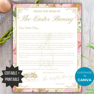 Easter Bunny letter personalized Easter printable Note from Easter Bunny template letter from Easter Bunny gift kids easter basket stuffer