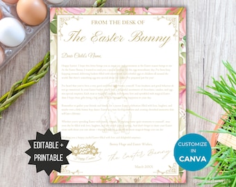 Easter Bunny letter personalized Easter printable Note from Easter Bunny template letter from Easter Bunny gift kids easter basket stuffer