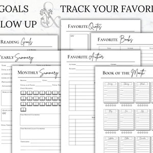 Book Reading Planner Printable Bundle Reading journal log Book reading tracker planner insert Book review journal Book reader gift book club