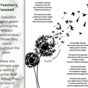 Teacher retirement gift printable for retiring teacher poem wall art digital print teacher retirement card teacher home wall decor present