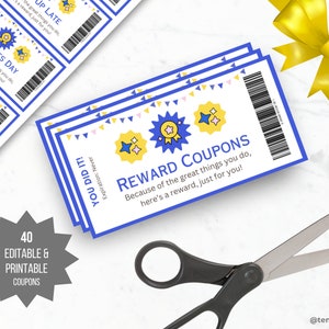 Kid Reward Coupon Book kid activity printable reward tokens Editable Kid Coupons Birthday Gift for boy reward coupon template gift for girl