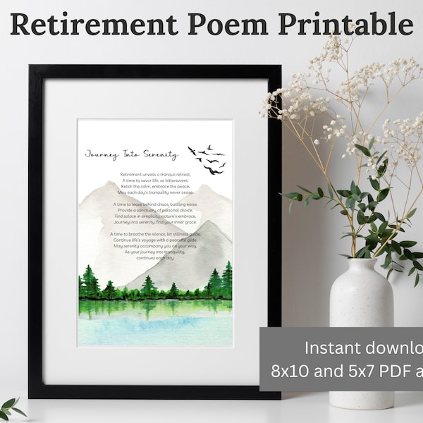 Retirement gift printable retirement poem wall art digital print retirement card Poetry home wall art decor present gift for retiree present