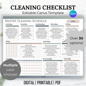Cleaning Schedule Printable Cleaning Checklist Template House Cleaning Planner Daily and Weekly Editable Cleaning Printable ADHD Cleaning