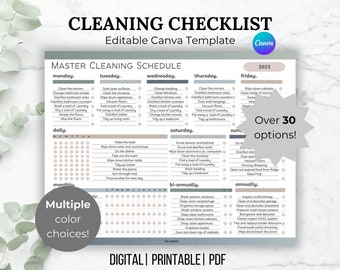 Cleaning Schedule Printable Cleaning Checklist Template House Cleaning Planner Daily and Weekly Editable Cleaning Printable ADHD Cleaning