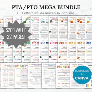 PTO Flyers bundle pta templates pto newsletter flyer editable pto meeting signs pto volunteer forms pta calendar pto meeting forms pta flyer