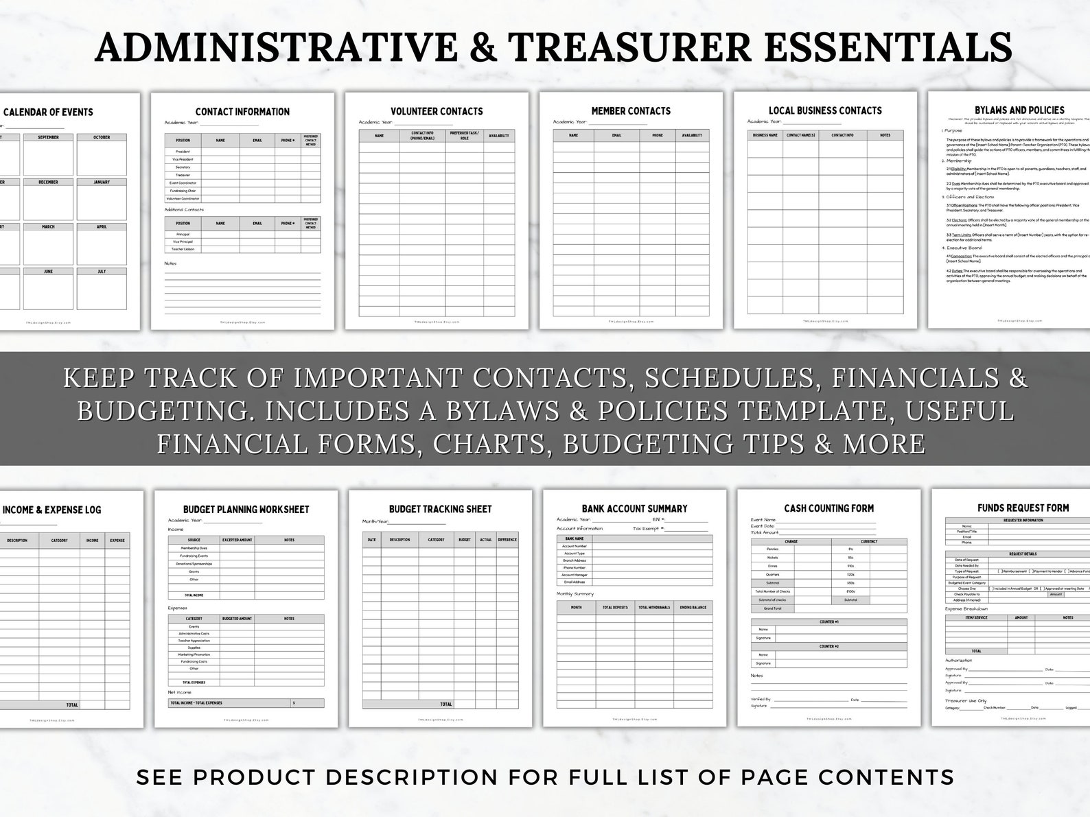 Printable PTA President Planner PTO Template Editable PTA Forms Binder