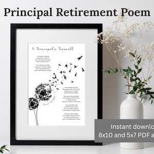 Presente de aposentadoria para impressão, poema de aposentadoria para diretor, arte de parede, impressão digital, cartão de aposentadoria, decoração de parede para casa, presente de aposentado