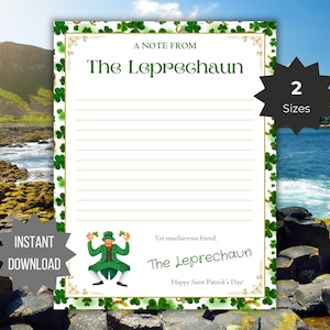 Letter from Leprechaun printable kid Saint Patricks Day Note from leprechaun Letter St Patricks day note template leprechaun trap printable
