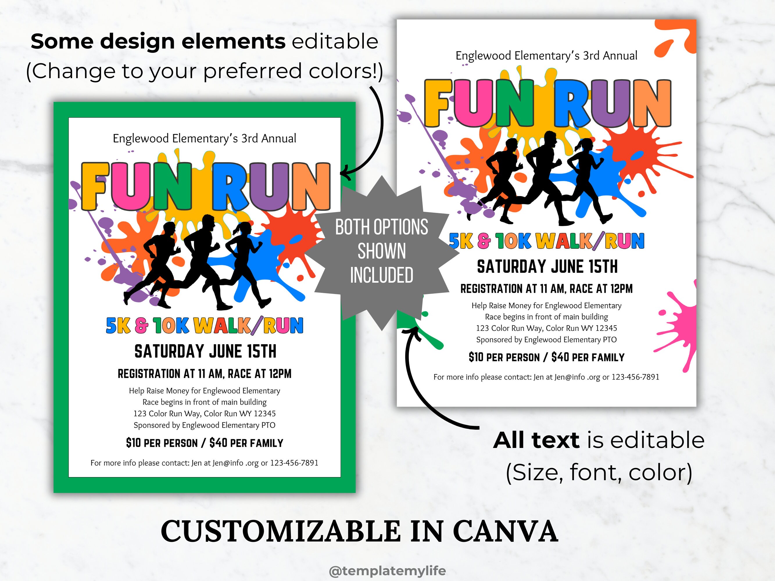 Invitation Program Fun Run Fun Run Flyer Invite Printable Poster Template Business Fundraiser ...