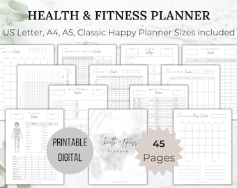 Health and Fitness Planner Printable Fitness Journal Weight Loss Tracker Printable Meal Planner Nutrition Tracker for Health Fitness tracker