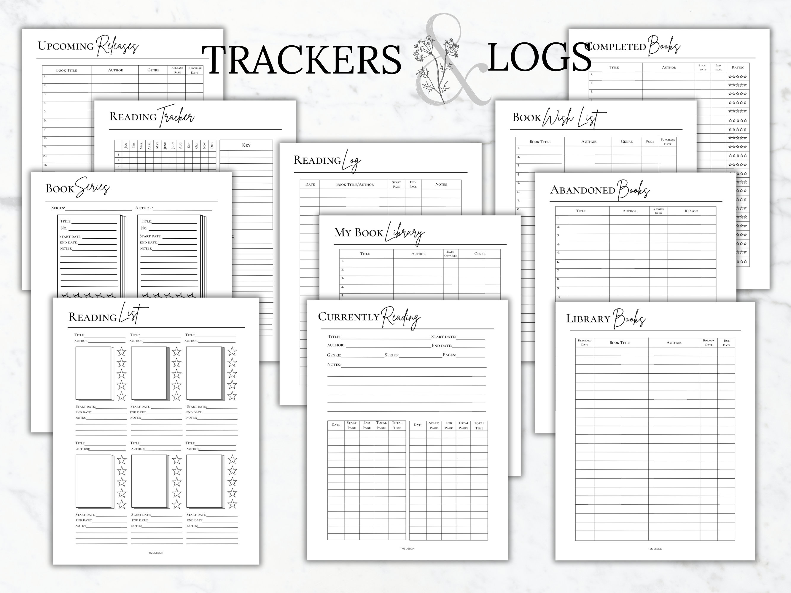 Book Reading Planner Printable Bundle Reading Journal Log Book Reading ...