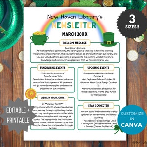 St Patricks Day Newsletter Flyer Printable Community Spring Newsletter template library Winter flyer Business March newsletter Church flyer