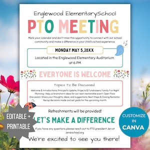 Easter PTA Meeting Flyer template Spring Church Flyer template pto May Meeting flyer pta sign business meeting flyer April meeting invite