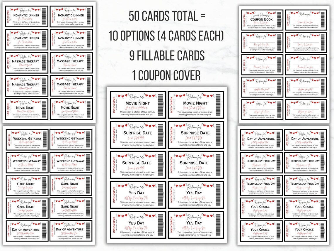 Love Coupon Book Printable Editable Love Coupons Couple - Etsy