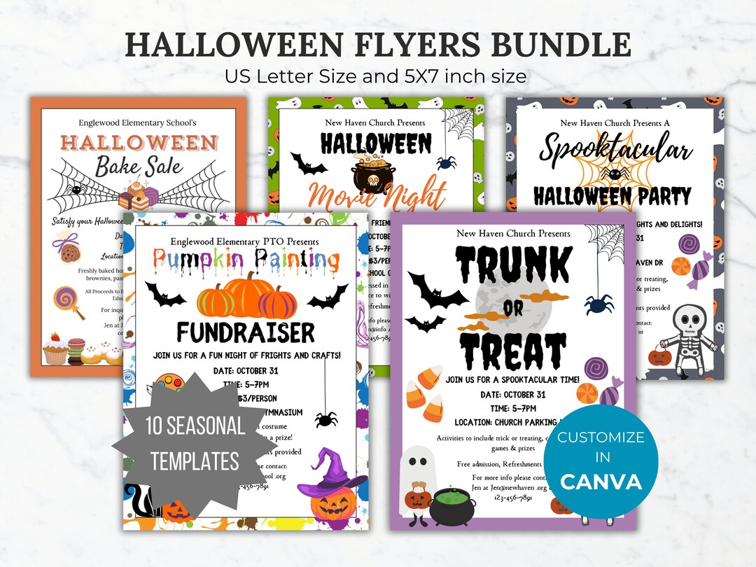 Halloween Fundraiser Flyer Template Bundle Bake Sale Printable ...