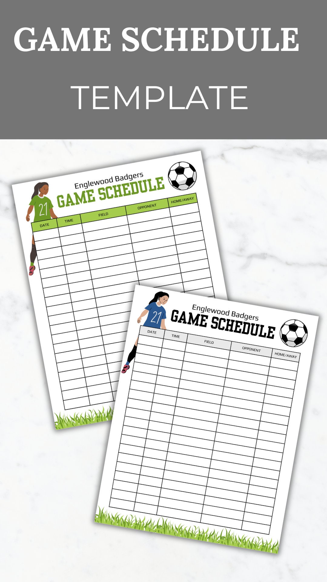 Soccer Game Schedule Template Soccer Sports Calendar Game Day - Etsy