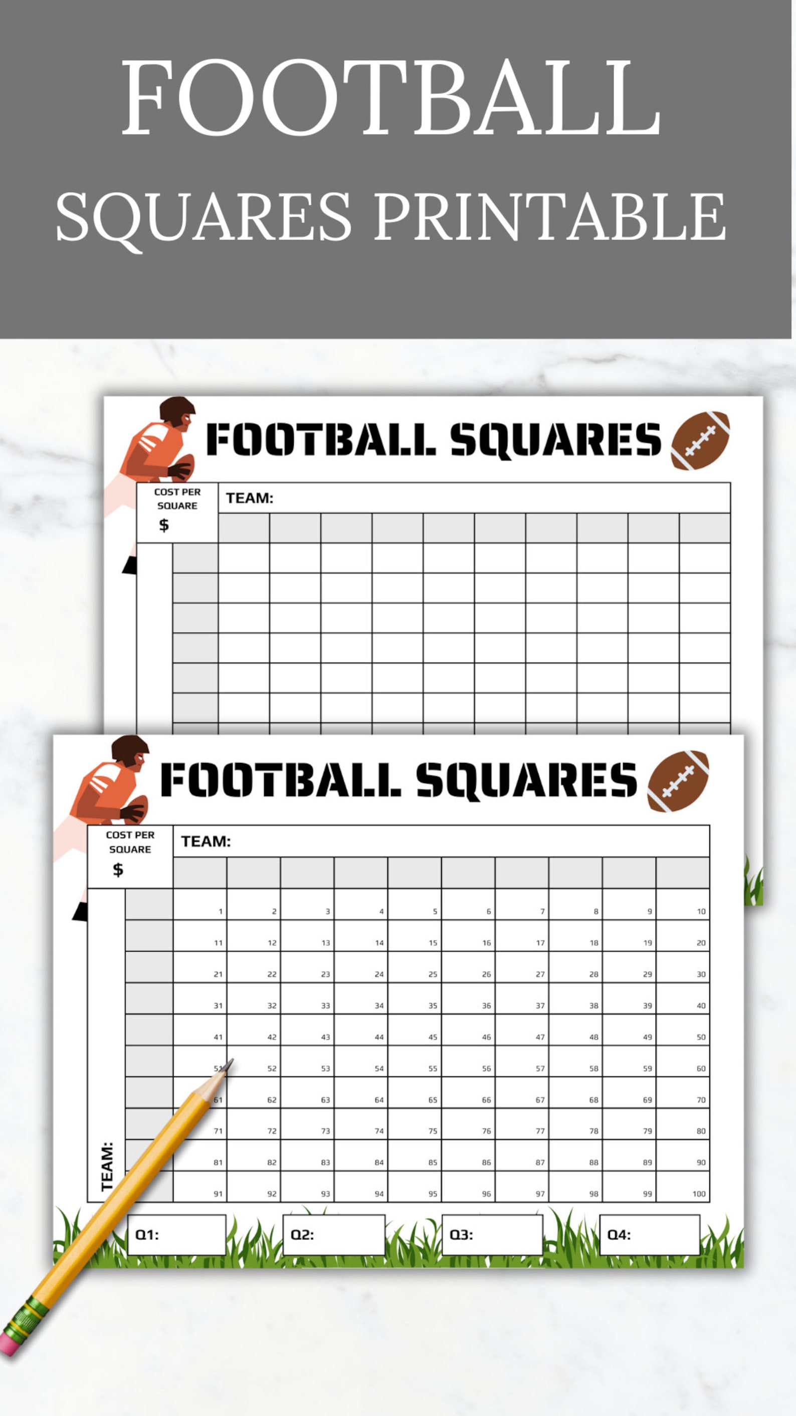 Football Squares Printable Template Football Squares Fundraiser
