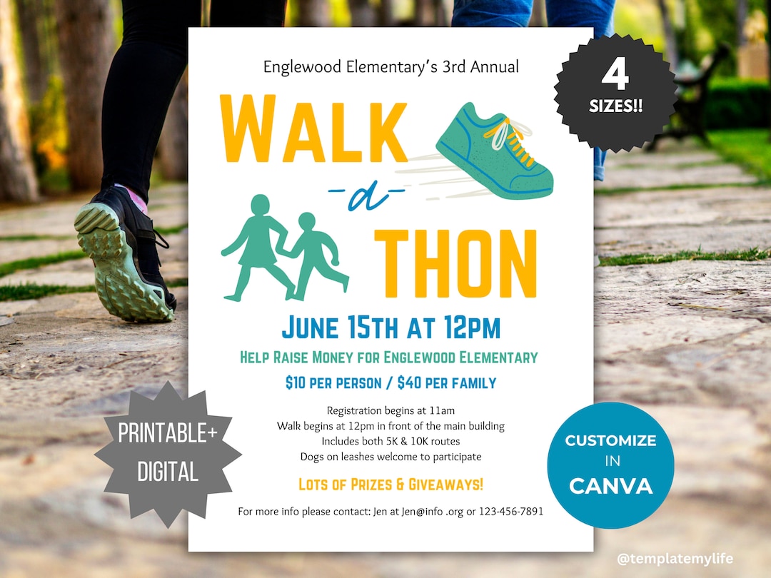 Walkathon Fundraiser Flyer Editable Marathon Fundraiser Invite
