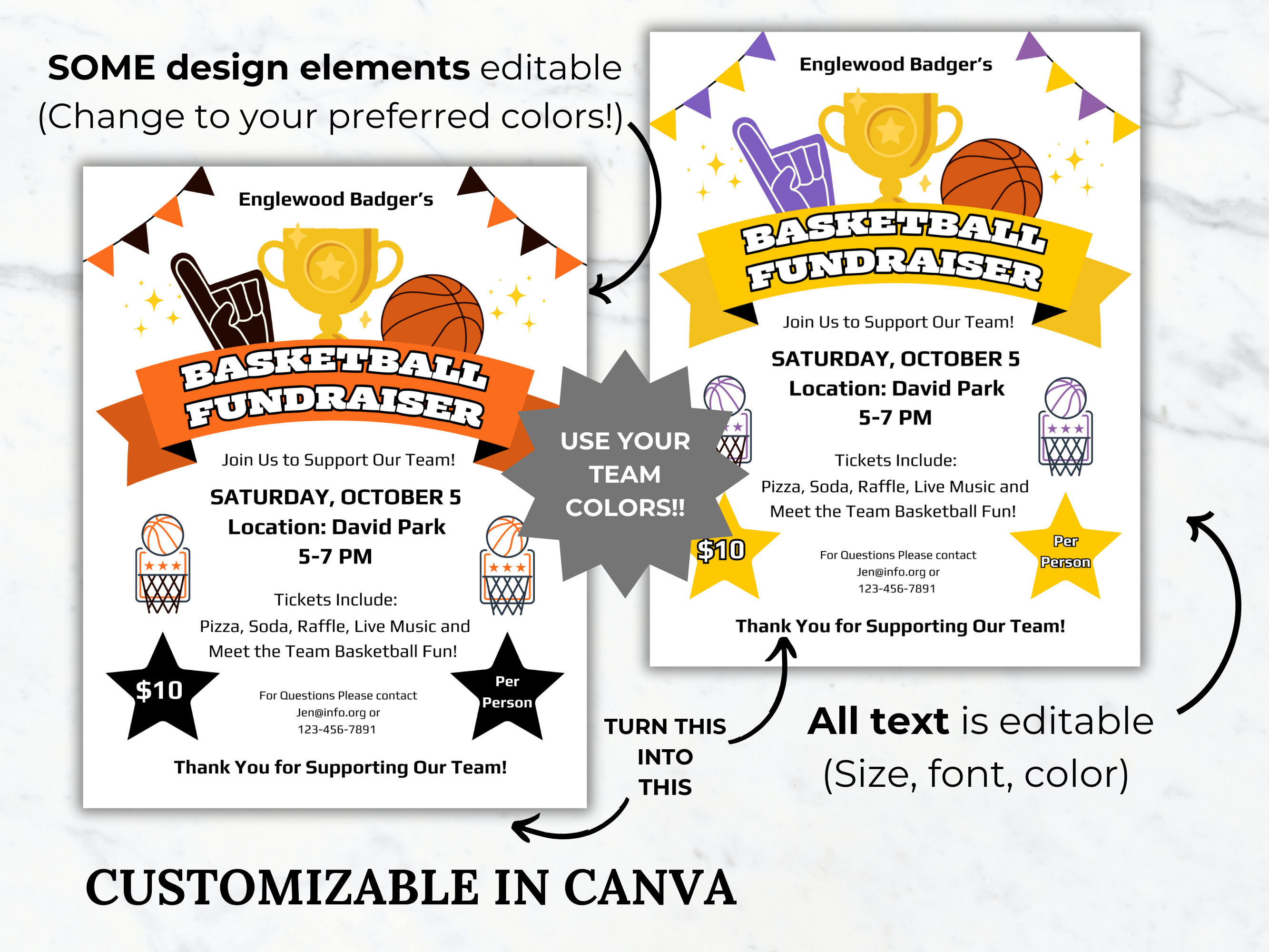 Editable Basketball Fundraiser Flyer Template School - Etsy