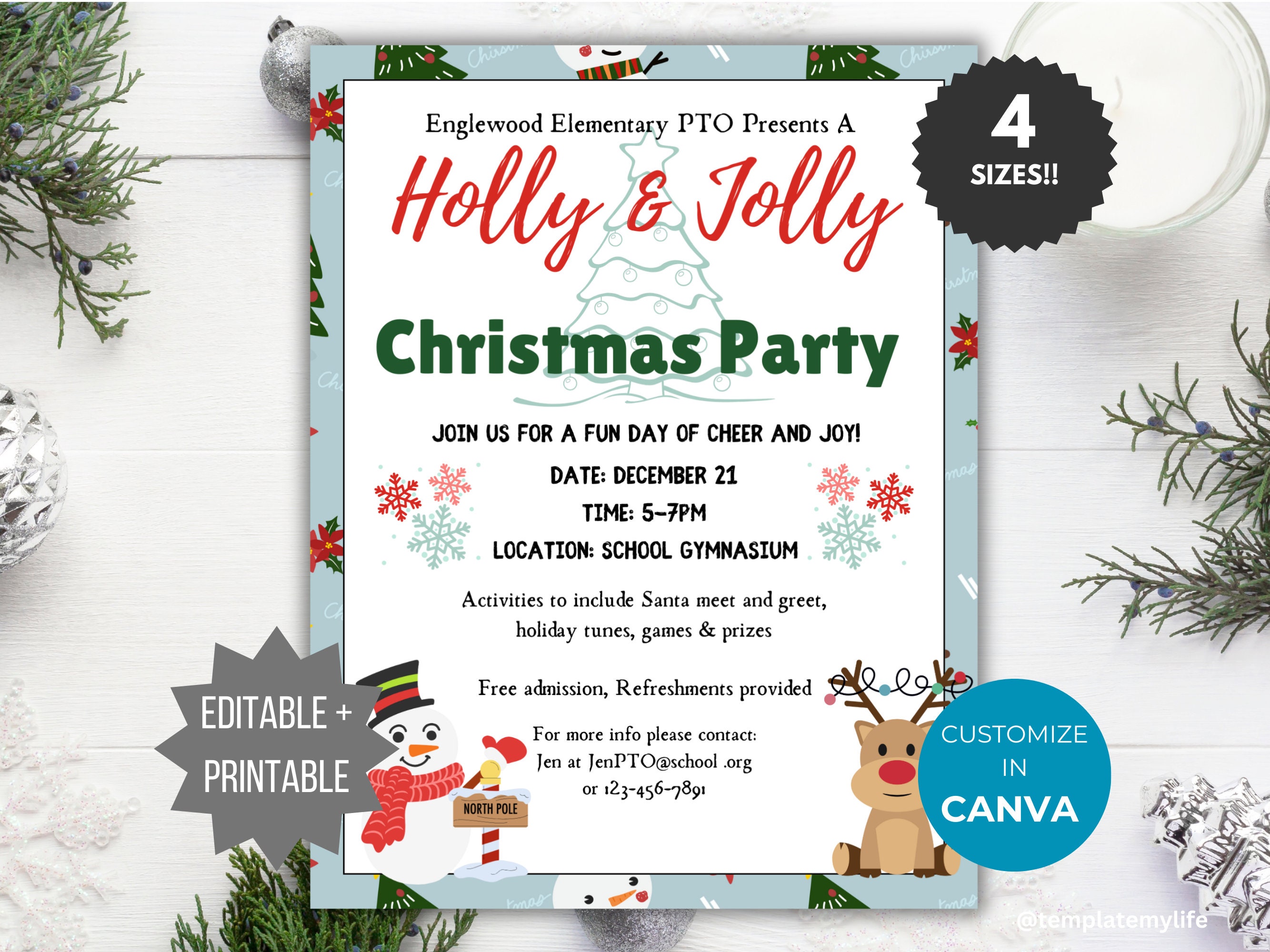 Christmas Party Invitation Template PTO Holiday Party Invite