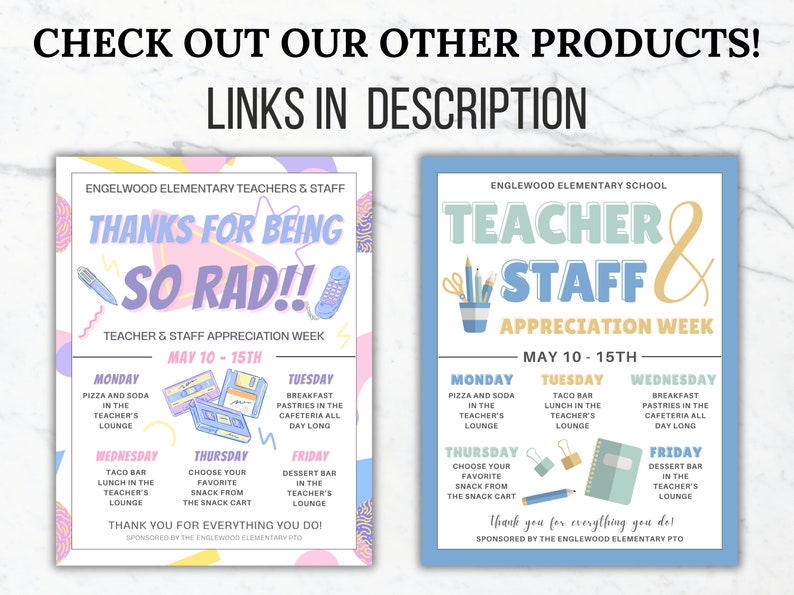 90s Theme Note Paper Teacher and Staff Appreciation PTA PTO Template ...