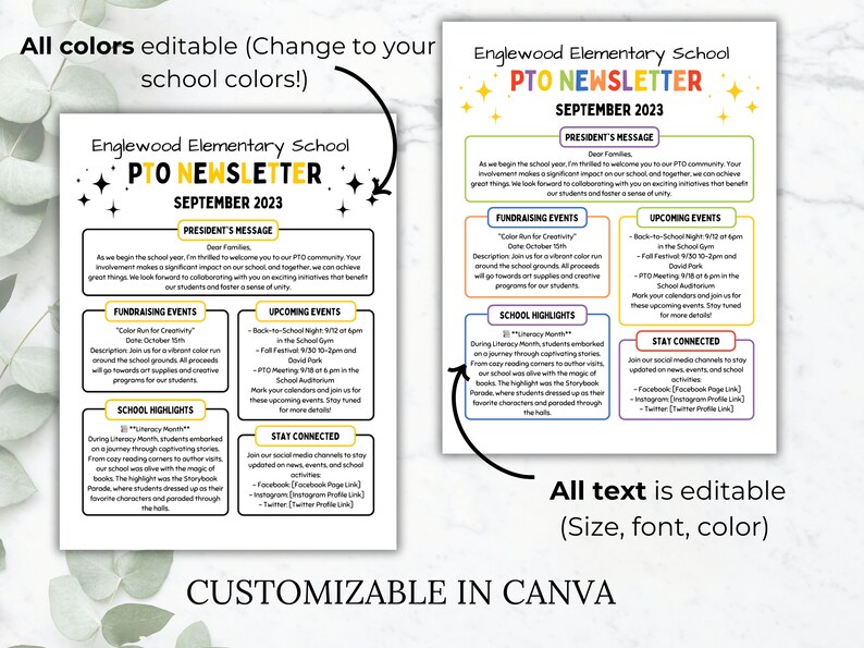 PTA Newsletter Template PTO Newsletter Editable School Etsy PTA Newsletter Template PTO Newsletter Editable School Etsy