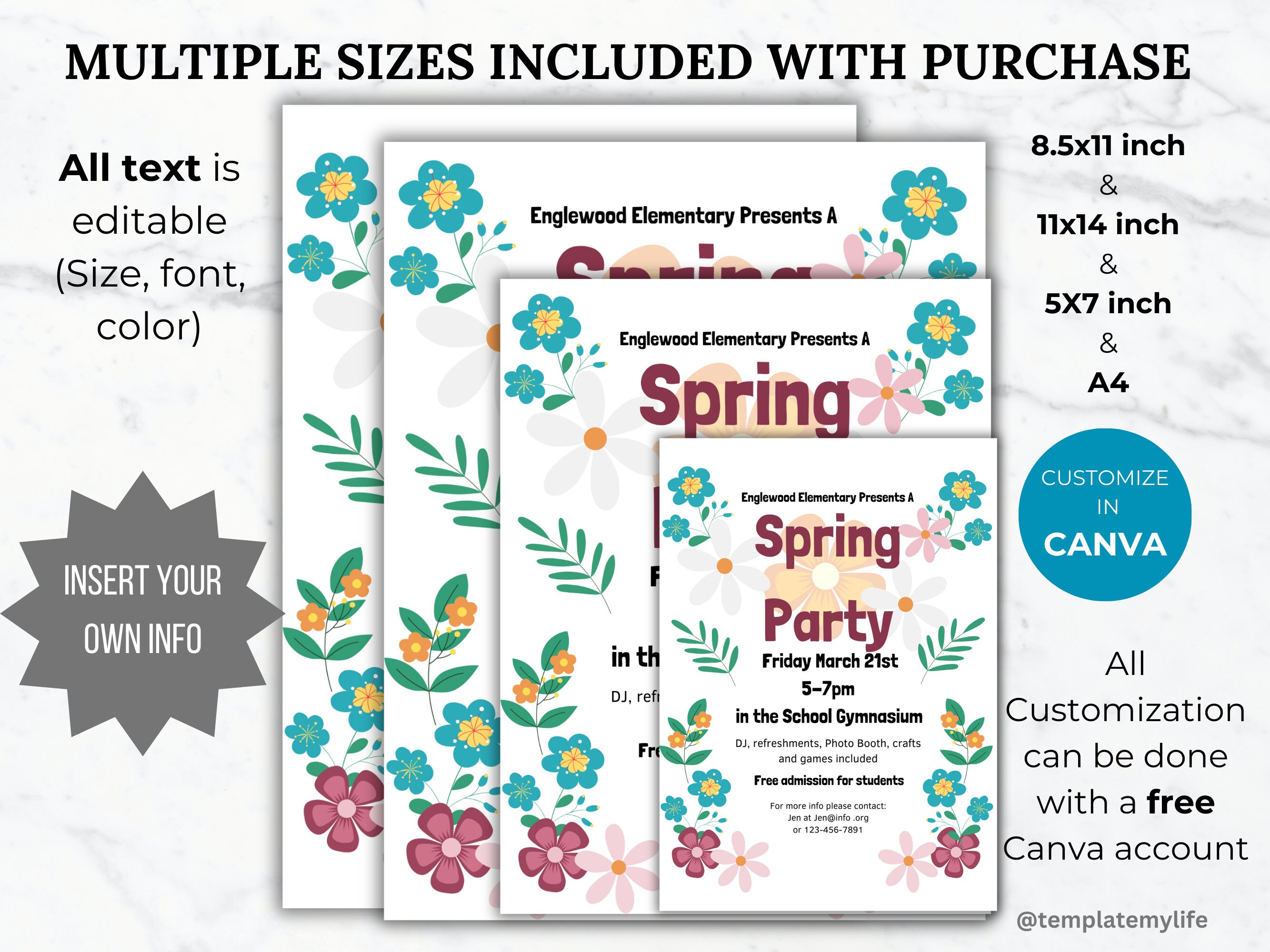 Spring Party Invite Template PTO Spring Class Party Invite Printable ...