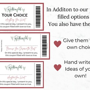 Coupon Book for Her Anniversary Printable Gift Editable Love Coupons ...