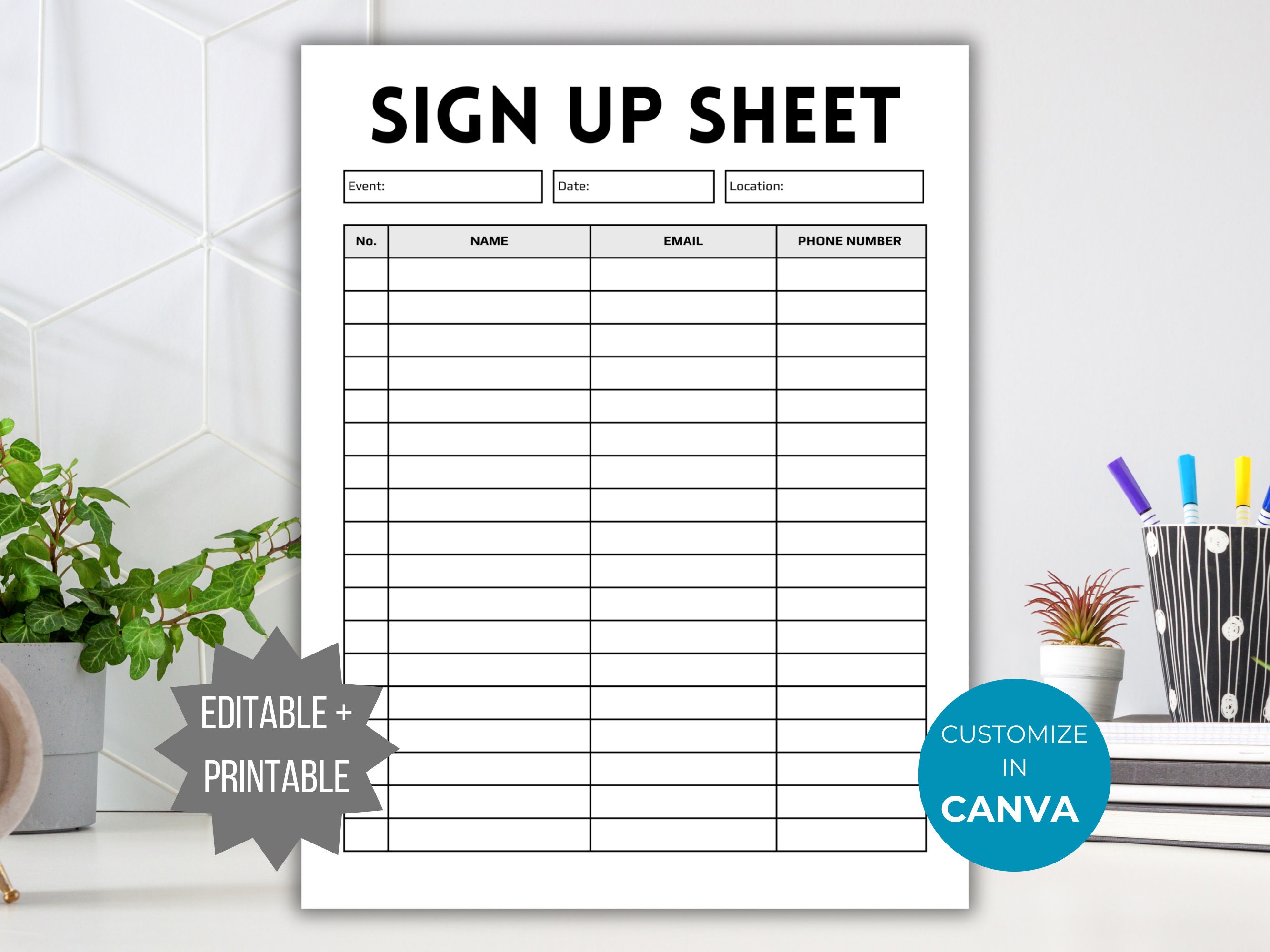 Editable Sign up Sheet Business Sign up Form Volunteer Sign up - Etsy