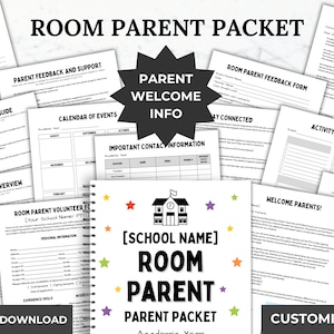 Editable PTO Room Parent Information Packet PTA Classroom Parent Binder template room mom welcome letter pta volunteer form pto calendar