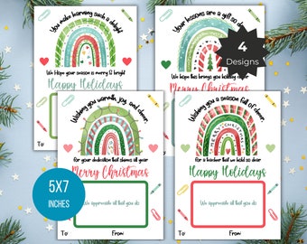Christmas Teacher gift card holder printable Teacher holiday gift Teacher thank you gift for Tutor Coach Aide School Staff appreciation gift