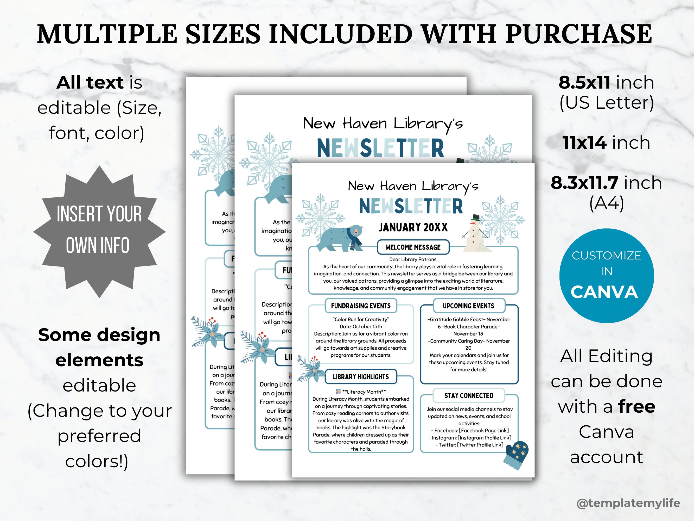 Newsletter Flyer.pdf Winter Newsletter Flyer Printable Community Newsletter Flyer Editable ...