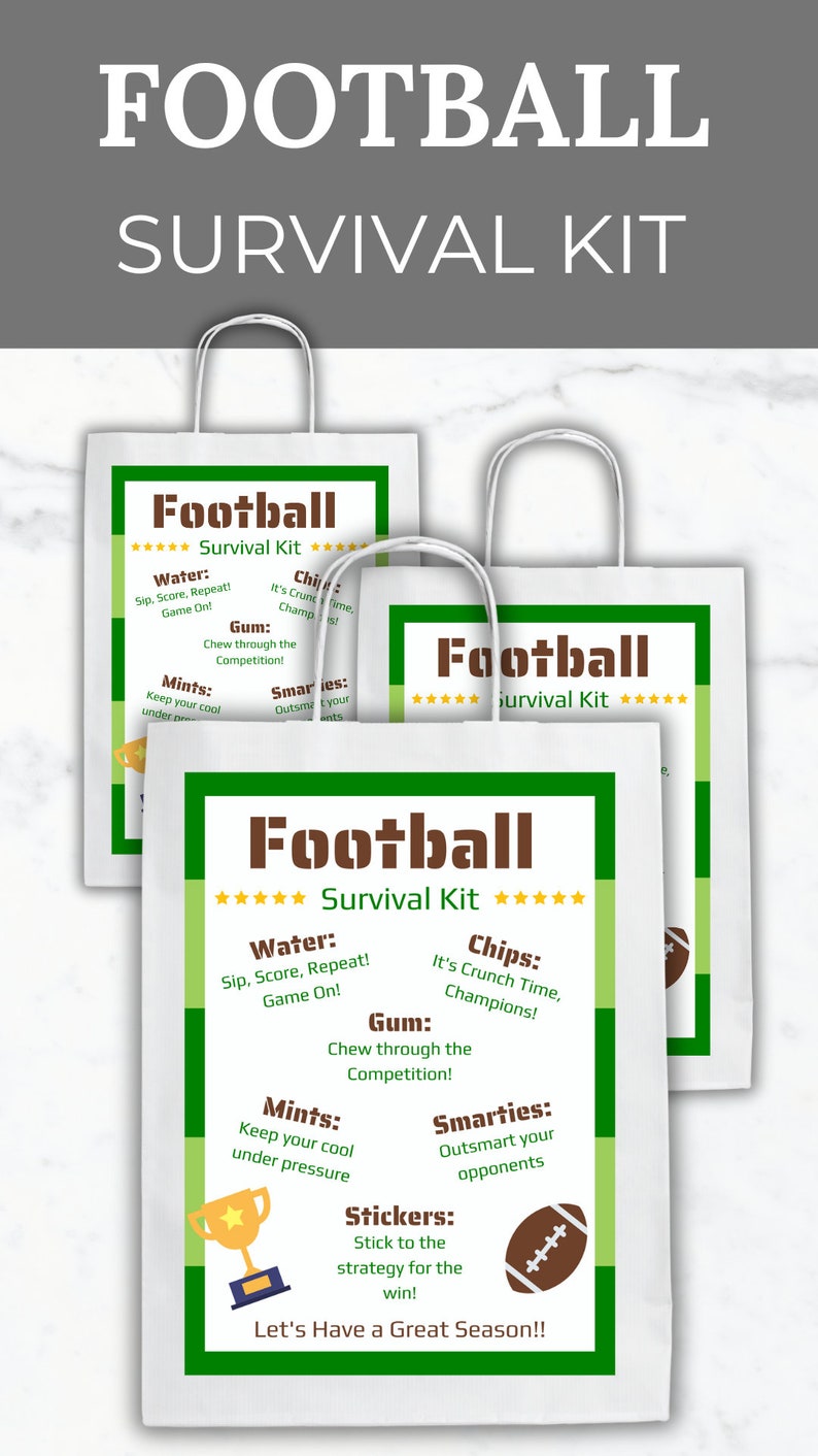 Football Survival Kit Editable Template Football Team Gift Printable ...