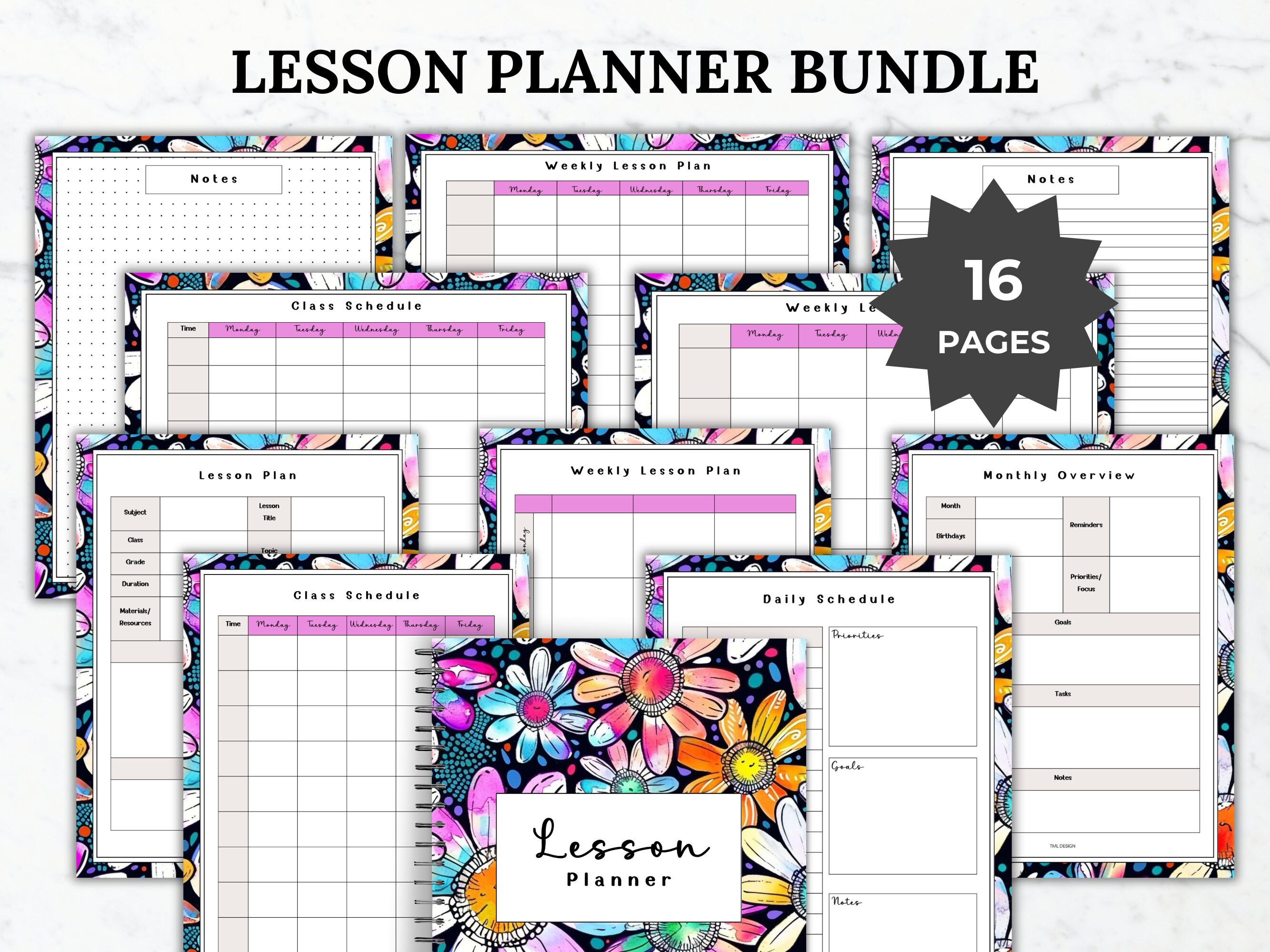 Lesson Planner Printable Teacher Lesson Plan Bundle Class Schedule ...