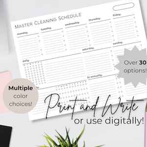 Customizable Cleaning Checklist Home Cleaning Organization Printable Schedule for Household Chores Daily Weekly Cleaning Routine Template