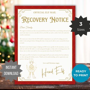 Carta de recuperação de elfo para impressão, correio de elfo, carta do Papai Noel, chegada de elfo, tradição de Natal, atividade infantil, modelo de carta de elfo, correio do polo norte, kit de elfo
