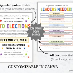 PTO Election Flyer Bundle PTA Election Templates Pto Member Recruitment