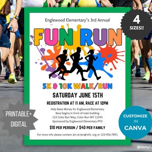 Fun Run flyer invite printable poster template business fundraiser invite community event charity flyer church event flyer 5k 10K marathon