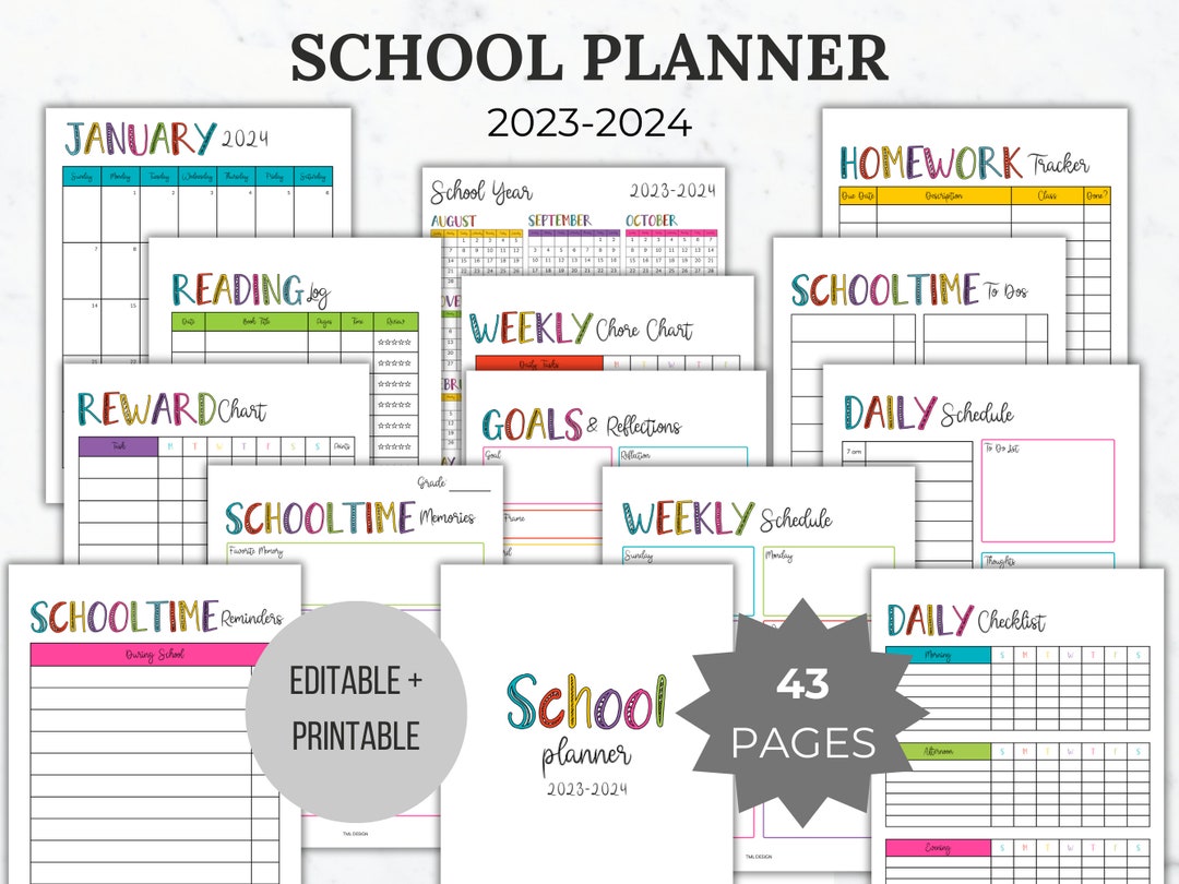 Homework Planner 2023-2024: Daily Homework Planner For Students, Homeschool Planner 2023-2024