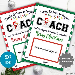 Team Coach Geschenkkartenhalter druckbare Sportcoach Geschenkvorlage Coach Urlaubsgeschenk Life Coach Dankeschön Geschenk Fitness Coach Weihnachtskarte