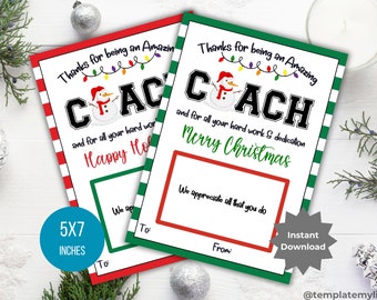 Team-Coach-Geschenkkartenhalter zum Ausdrucken, Vorlage für Sportcoach-Geschenke, Coach-Weihnachtsgeschenk, Life-Coach-Dankeschön-Geschenk, Fitness-Coach-Weihnachtskarte