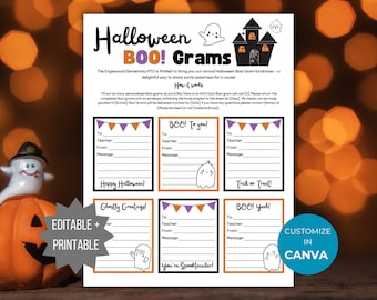 Halloween Candy Gram Flyer PTO Template Halloween Boo Gram printable Editable Fall School fundraiser Flyer Halloween School Event PTA Flyer