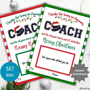 Porte-cartes cadeau entraîneur de hockey imprimable Modèle cadeau entraîneur de hockey Idée cadeau de Noël entraîneur Cadeau de remerciement entraîneur Carte de Noël pour les fêtes