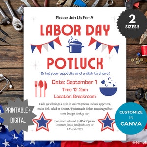 Labor Day Potluck Invitation template dinner party flyer office potluck invitation potluck party flyer work luncheon invitation church flyer