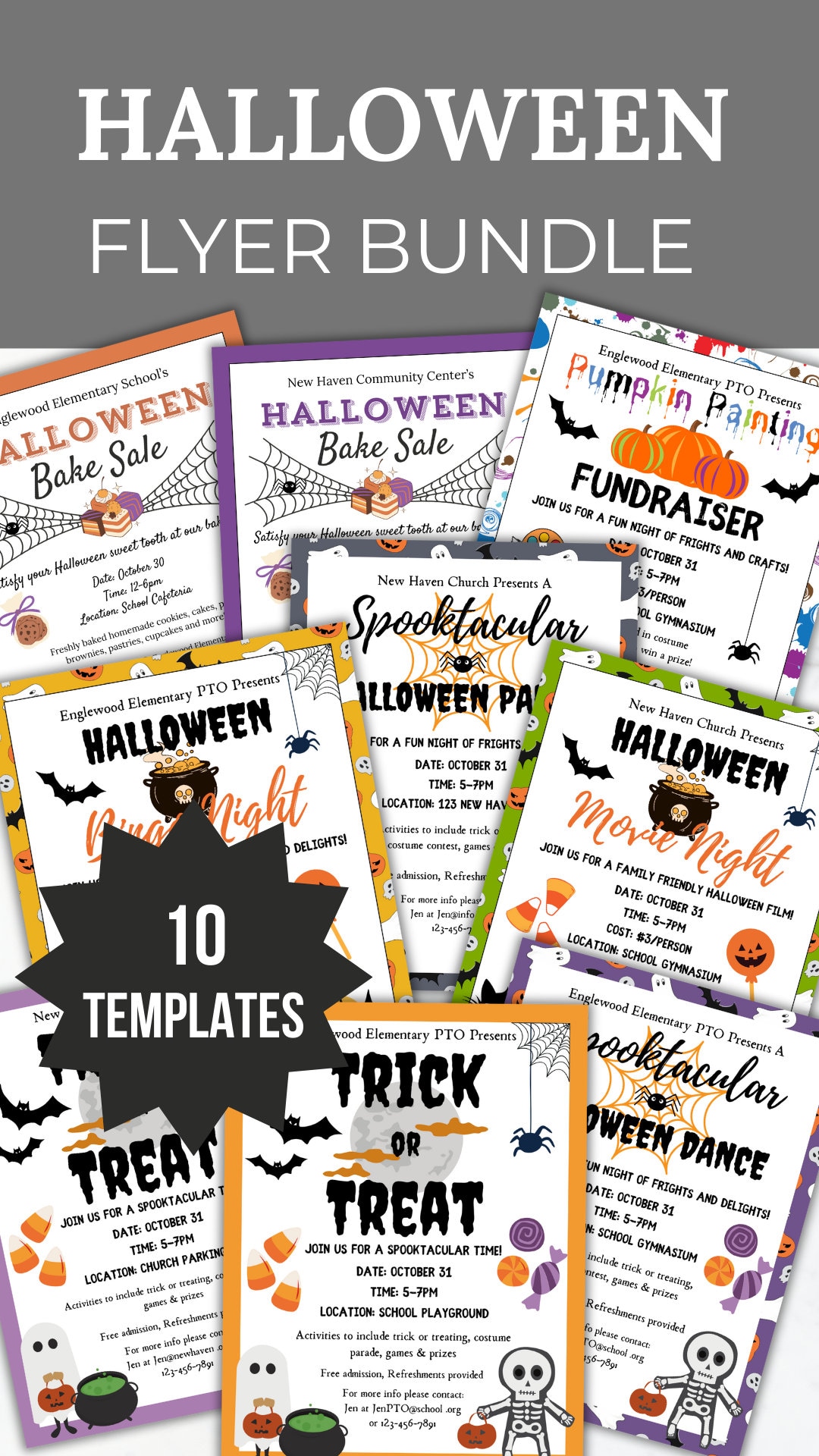 Halloween Fundraiser Flyer Template Bundle Bake Sale Printable ...