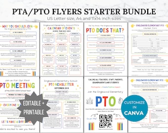 Editable PTA Flyer Bundle PTA hand out templates why join the pta newsletter pta calendar of events pta meeting handout pta membership forms
