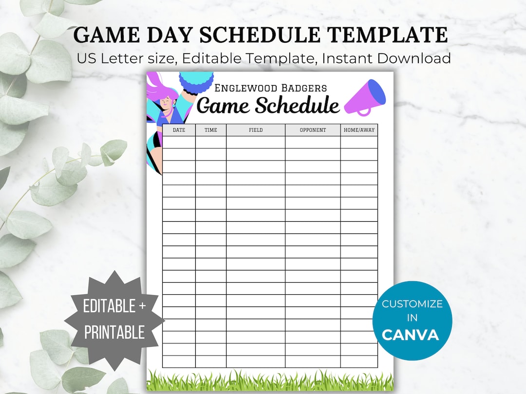Cheer Game Schedule Template Cheer Practice Sports Calendar Game Day Cheer Game Schedule Template Cheer Practice Sports Calendar Game Day